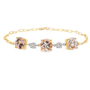 Canadian Diamond and Morganite Bracelet with Paperclip Chain