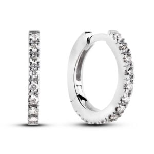 Canadian Diamond Huggie Hoop Earrings in White Gold