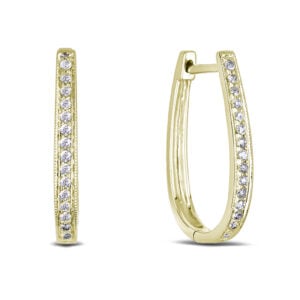 Canadian Diamond Milgrain Hoop Earrings in Yellow Gold