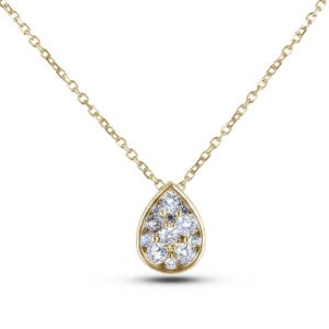 Canadian Diamond Pear Shape Cluster Pendant and Chain in Yellow Gold