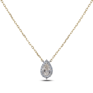 De Beers Forevermark Diamond Halo Necklace in 18K White and Yellow Gold