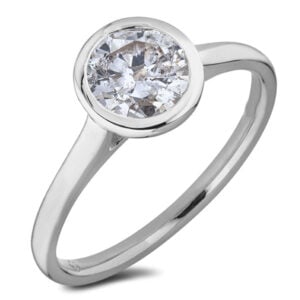 Canadian Diamond Bezel Set Solitaire Engagement Ring in 10K White Gold 1.00 Carat (SI2-I1 Clarity, H-I Color)