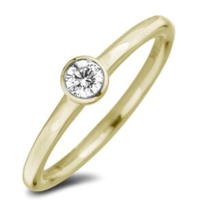 Canadian Diamond Bezel Set Solitaire Ring in Yellow Gold 0.18 Carat