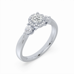 Canadian Polar Bear and De Beers Forevermark Diamond Halo Heirloom Ring in Platinum