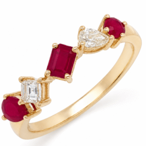 Ruby and Canadian Diamond Mosaic Style Ring in Yellow Gold