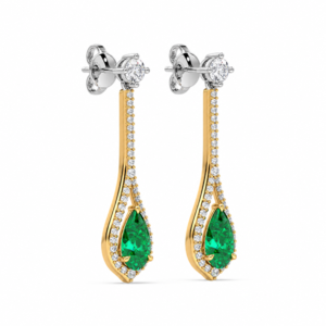 Emerald 2.55 Carat TW and De Beers Forevermark Diamond Dangle Stud Earrings in 18K