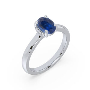 Ceylon Origin Blue Sapphire Ring with Hidden Diamond Detail in Platinum