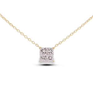 Princess Cut Canadian Desert Diamond Necklace in Yellow Gold