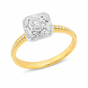 De Beers Forevermark Diamond Floral Square Ring in 18K Gold