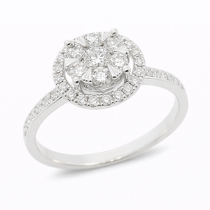 Floral-Inspired De Beers Forevermark Diamond Cluster Ring in 18K White Gold