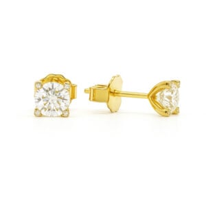 De Beers Forevermark Solitaire Diamond Stud Earrings with Diamond-Accented Prong in 18K Yellow Gold | 2.05 Carat TW