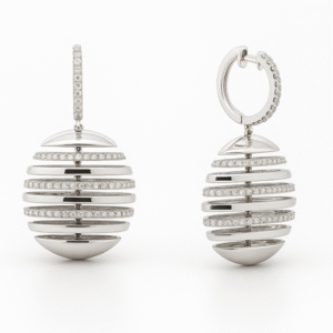 Floating Diamond Dangle Earrings in 18K White Gold