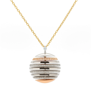 Floating Diamond Pendant in 18K White and Rose Gold