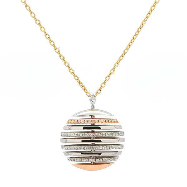 Floating Diamond Pendant in 18K White and Rose Gold