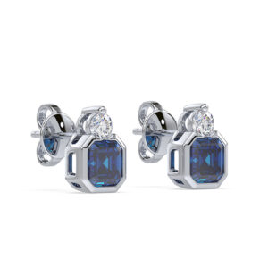 De Beers Forevermark Diamond and Ceylon Sapphire Earrings in 14K White Gold