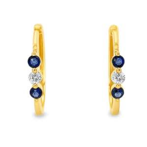 De Beers Forevermark Diamond and Sapphire Hoop Earrings in 14K Yellow Gold