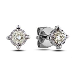 Dainty Diamond Stud Earrings in White Gold