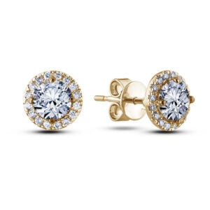 Canadian Diamond Halo Stud Earrings in Yellow Gold | 0.38 Carat TW