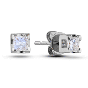 Princess Cut Canadian Diamond Stud Earrings in 14K White Gold | 0.21 Carat TW