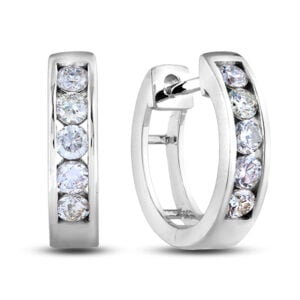 Canadian Diamond Channel Set Hoop Earrings in White Gold | 0.50 Carat TW