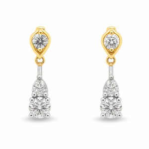 Canadian Diamond Drop Earrings in Yellow and White Gold 0.60 Carat TW