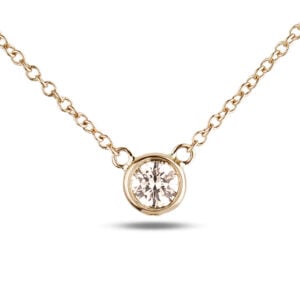 Solitaire Bezel Set Canadian Diamond Necklace in Yellow Gold | 0.40 Carat