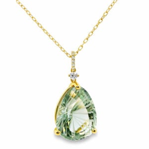 Bolivian Green Amethyst and Canadian Diamond Pendant in Yellow Gold