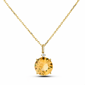 Citrine 5.82 Carat TW and Canadian Diamond Halo Pendant in Yellow Gold