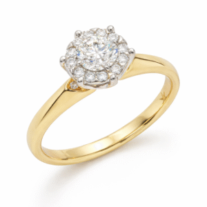 De Beers Forevermark Diamond Engagement Halo Ring in 18K Yellow and White Gold
