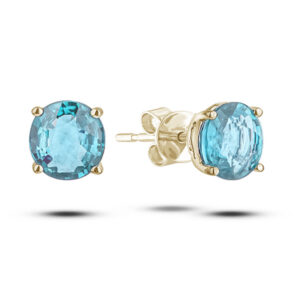 Aquamarine Stud Earrings in Yellow Gold | 3.09 Carat TW