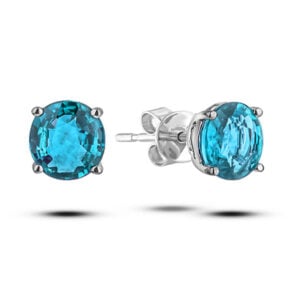 Blue Topaz Stud Earrings in White Gold