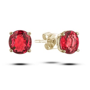 Garnet Stud Earrings in Yellow Gold | 0.67 CTW