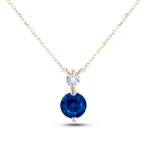 Blue Sapphire and Canadian Diamond Necklace in Yellow Gold