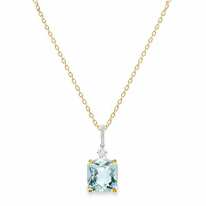 Brazilian Aquamarine and De Beers Forevermark Diamond Pendant in 14K Gold