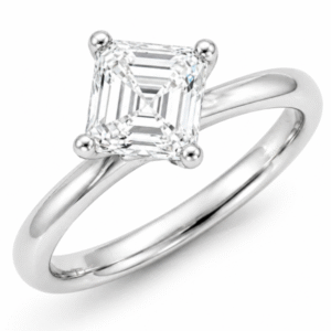 Asscher Shaped De Beers Forevermark Diamond Engagement Ring in 18K White Gold | 1.28 Carat