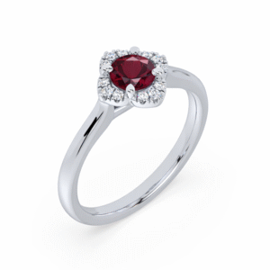 Canadian Diamond and Garnet Halo Ring in White Gold