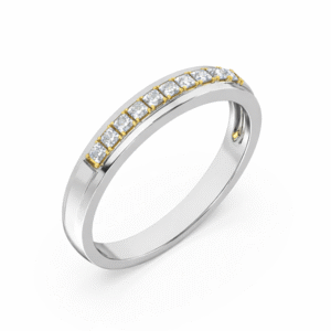 Diamond Channel Set Anniversary Ring in 18K White and Yellow Gold