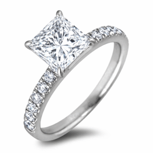 GIA Certified 1.00 Carat Princess Cut Diamond Engagement Ring in 14K White Gold