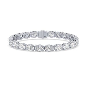 Oval Shape De Beers Forevermark Diamond Tennis Bracelet in 18K White Gold | 16.47 Carat TW