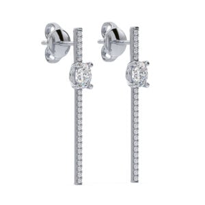 GIA Ideal Cut Diamond Drop Earrings in 18K White Gold