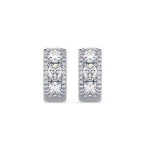 Oval Shaped De Beers Forevermark Diamond Hoop Earrings in 18K White Gold