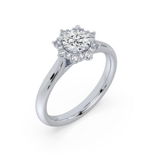 De Beers Forevermark Diamond Floral Halo Ring With Hidden Details in 14K White Gold