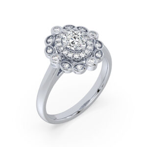 De Beers Forevermark Black Label Diamond Art Deco Ring in Platinum