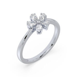 Flower Ring in White Gold Accented with Canadian Diamonds