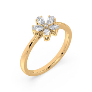 Flower Ring in Yellow Gold Accented with Canadian Diamonds