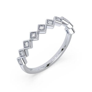 Sculpted Diamond Anniversary Ring in 14K White Gold