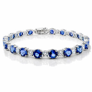 De Beers Forevermark Diamond and Blue Sapphire Tennis Bracelet in Platinum