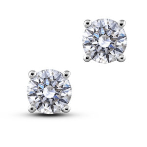 Solitaire Canadian Diamond Stud Earrings in 14K White Gold 3.00 Carat TW