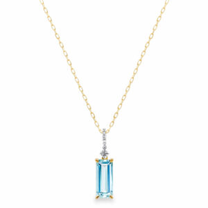 Canadian Diamond and Aquamarine Pendant in Yellow and White Gold