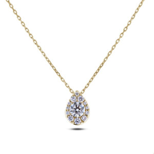De Beers Forevermark Diamond Halo Pear Shaped Pendant in 18K Yellow Gold